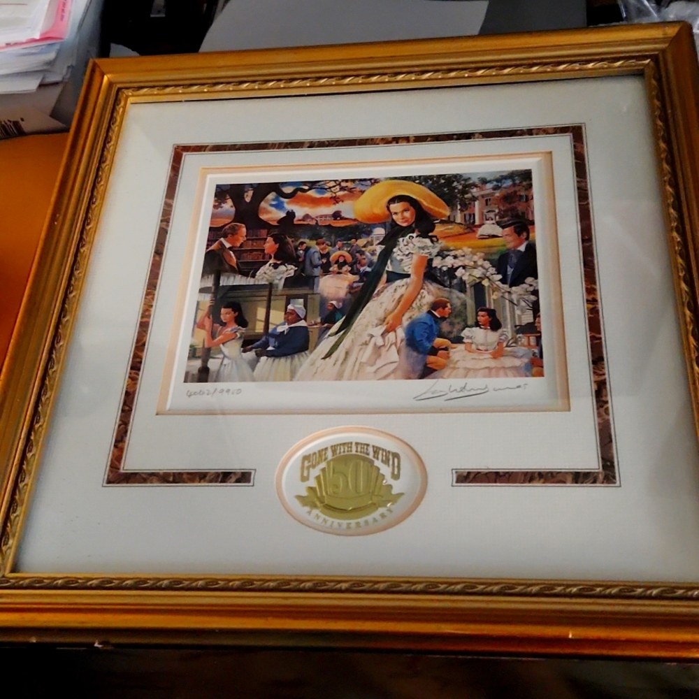 Signed Gone with the Wind limited edition 50th anniversary sketched print (1989)